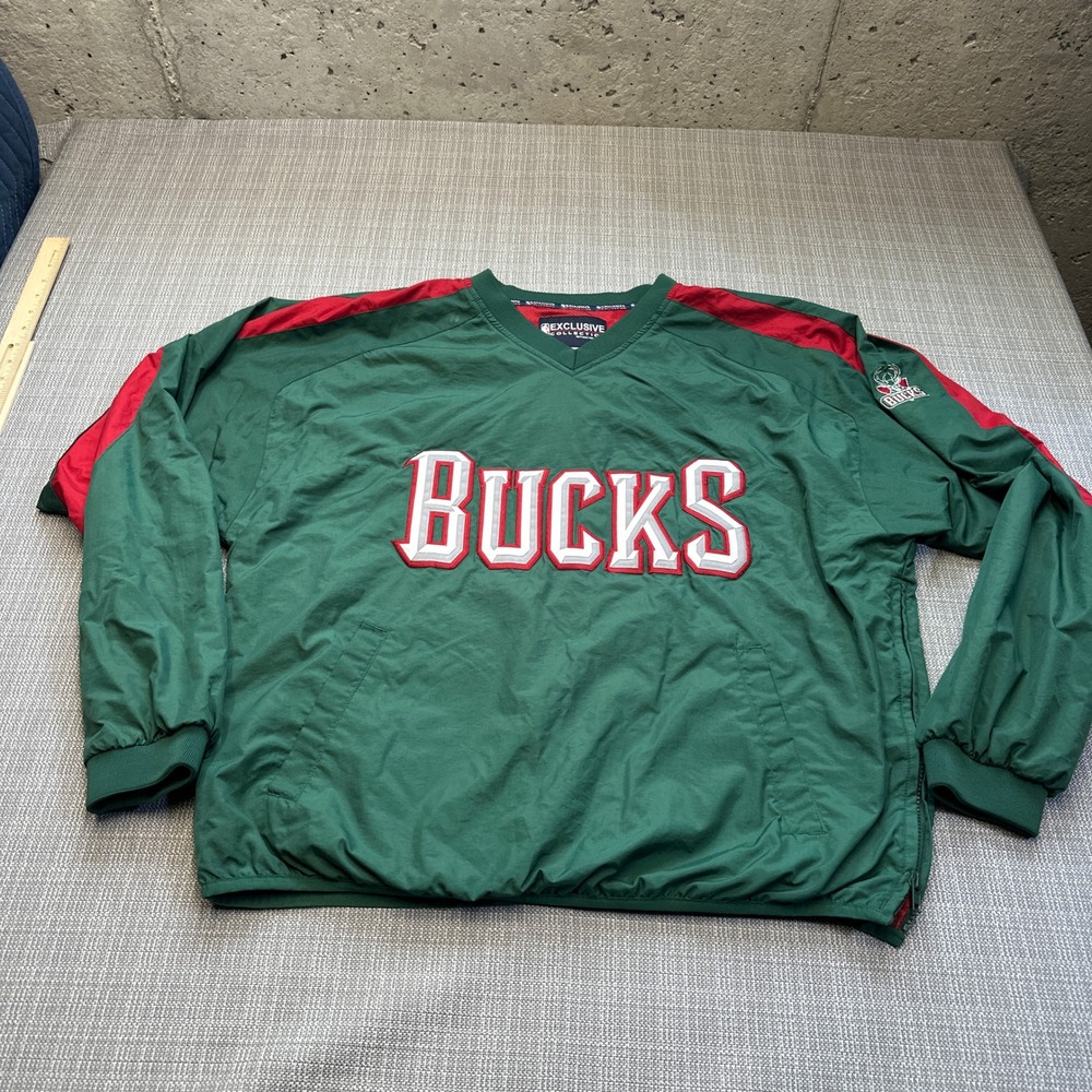 Milwaukee Bucks NBA Exclusive Collection Pullover Jacket Mens Large Windbreaker
